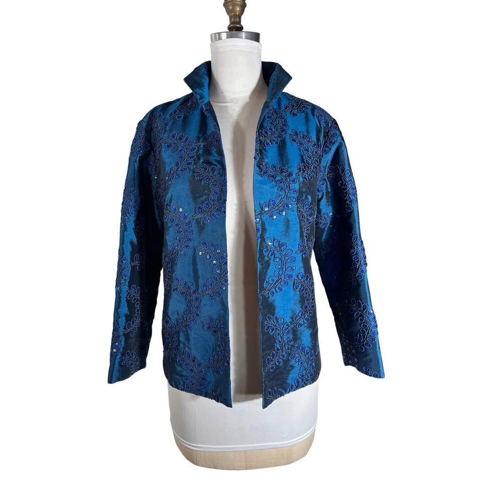 The Metropolitan‎ Opera Teal Blue Embroidered Sequin Evening Jacket Small